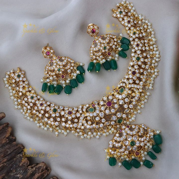 Exquisite Gold Necklace - Floral Peacock Design