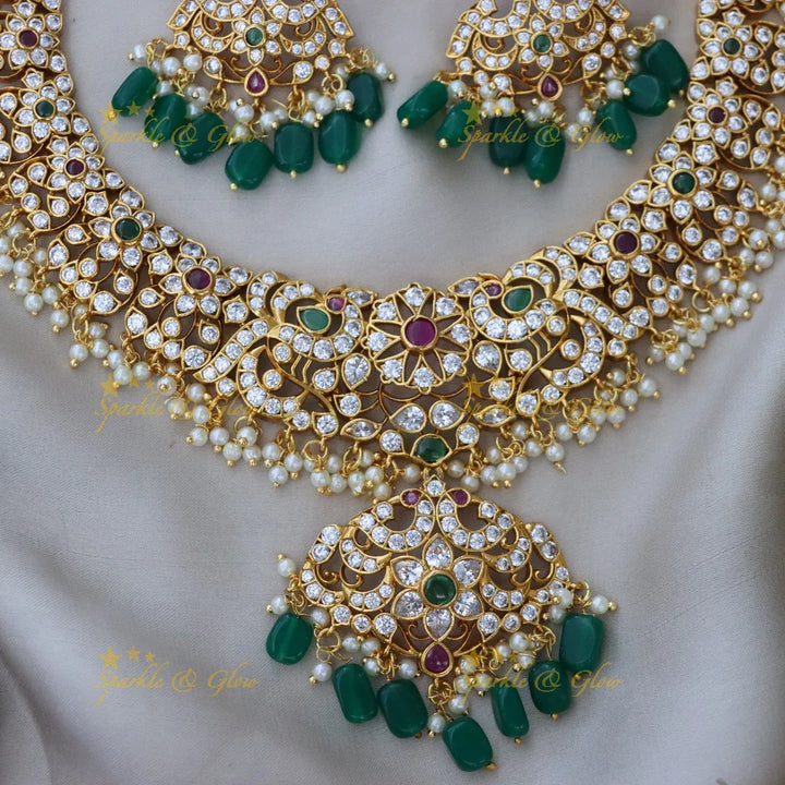 Exquisite Gold Necklace - Floral Peacock Design