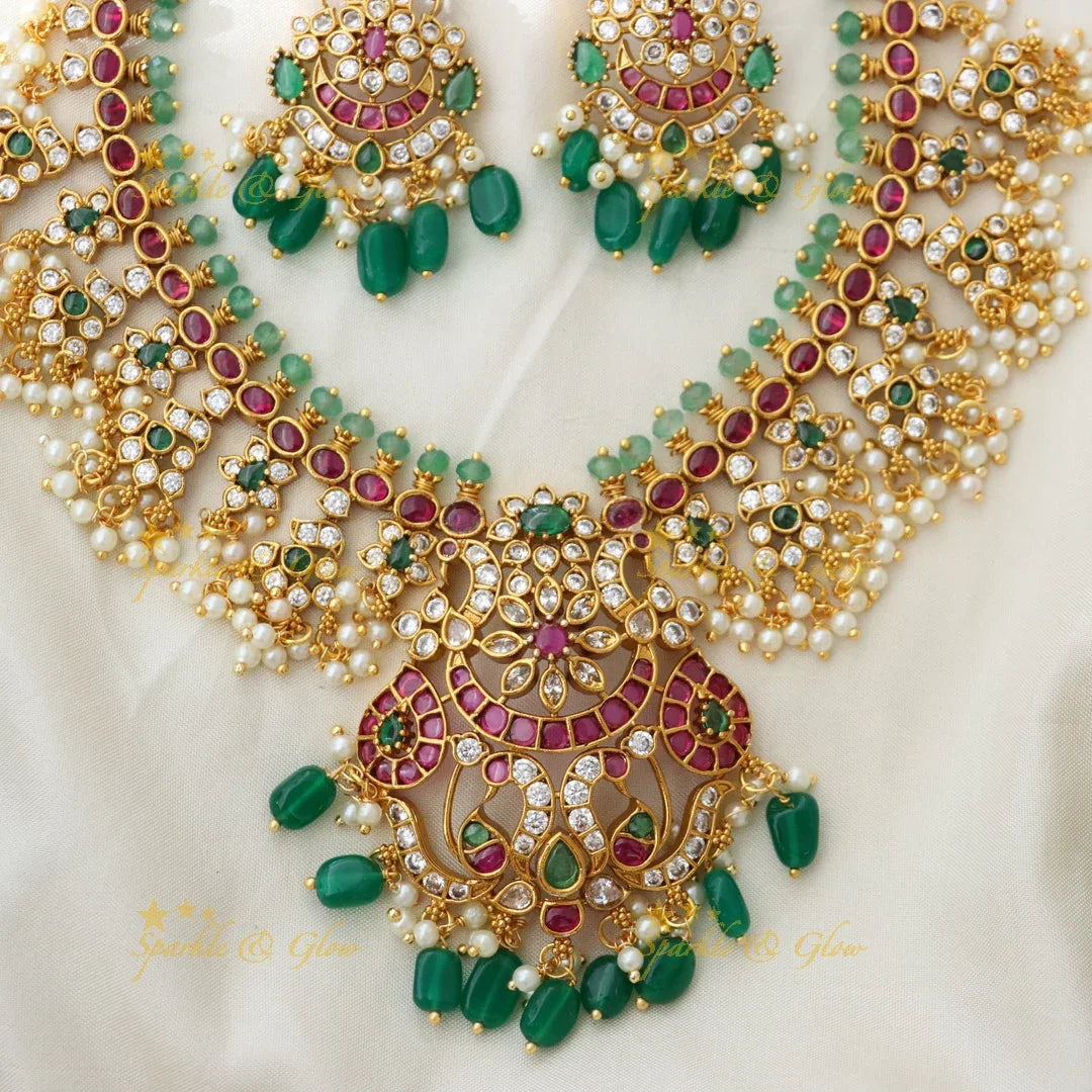 Elegant Pearl & Floral Necklace Set - Wedding Edition