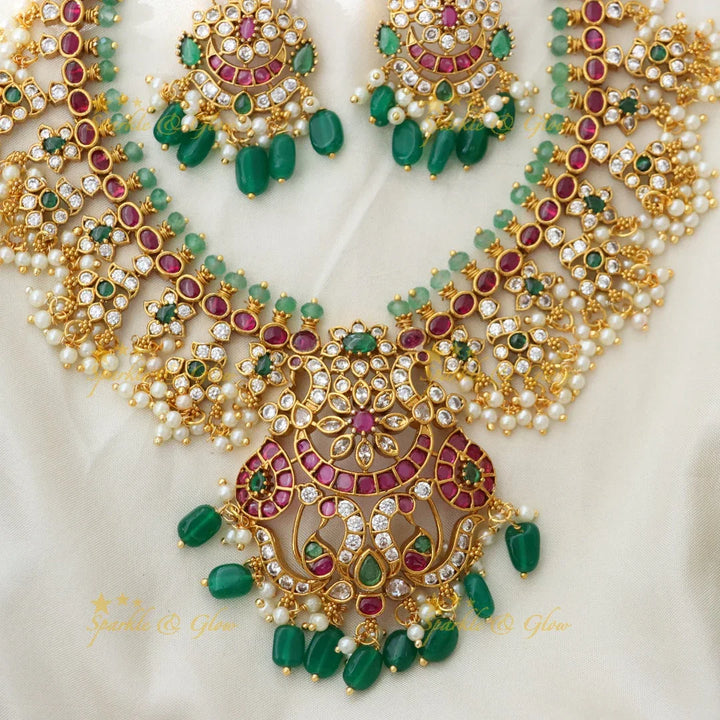 Elegant Pearl & Floral Necklace Set - Wedding Edition