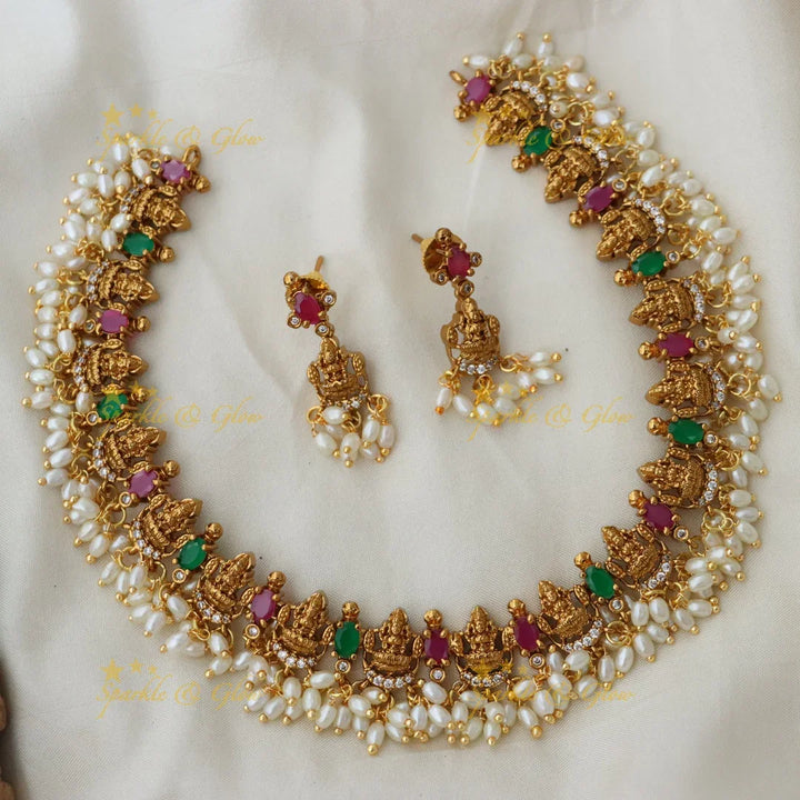 Lakshmi Gold Mango Necklace Set - Festive Shine