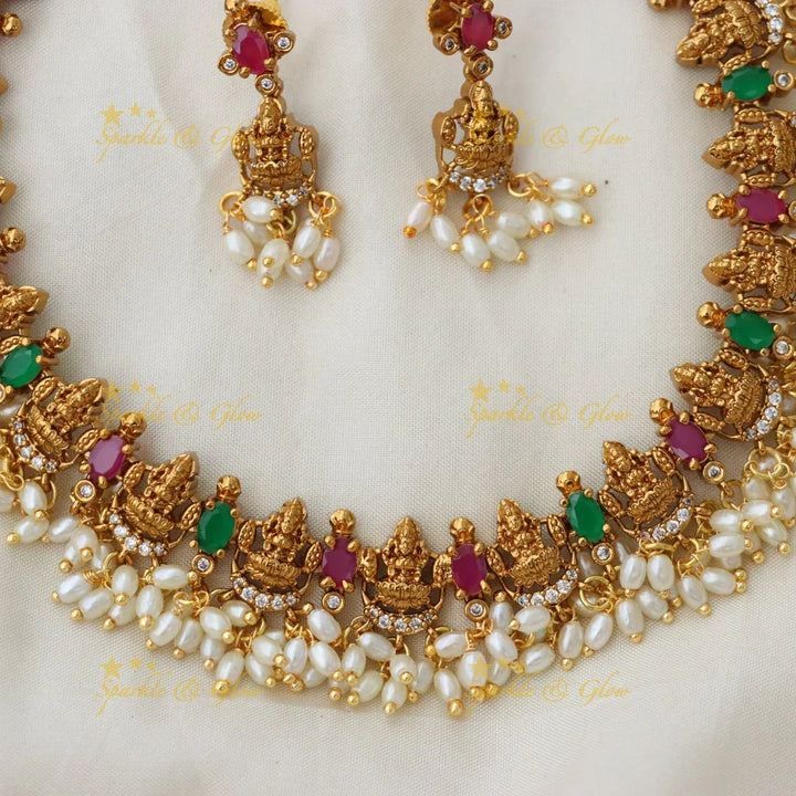 Lakshmi Gold Mango Necklace Set - Festive Shine
