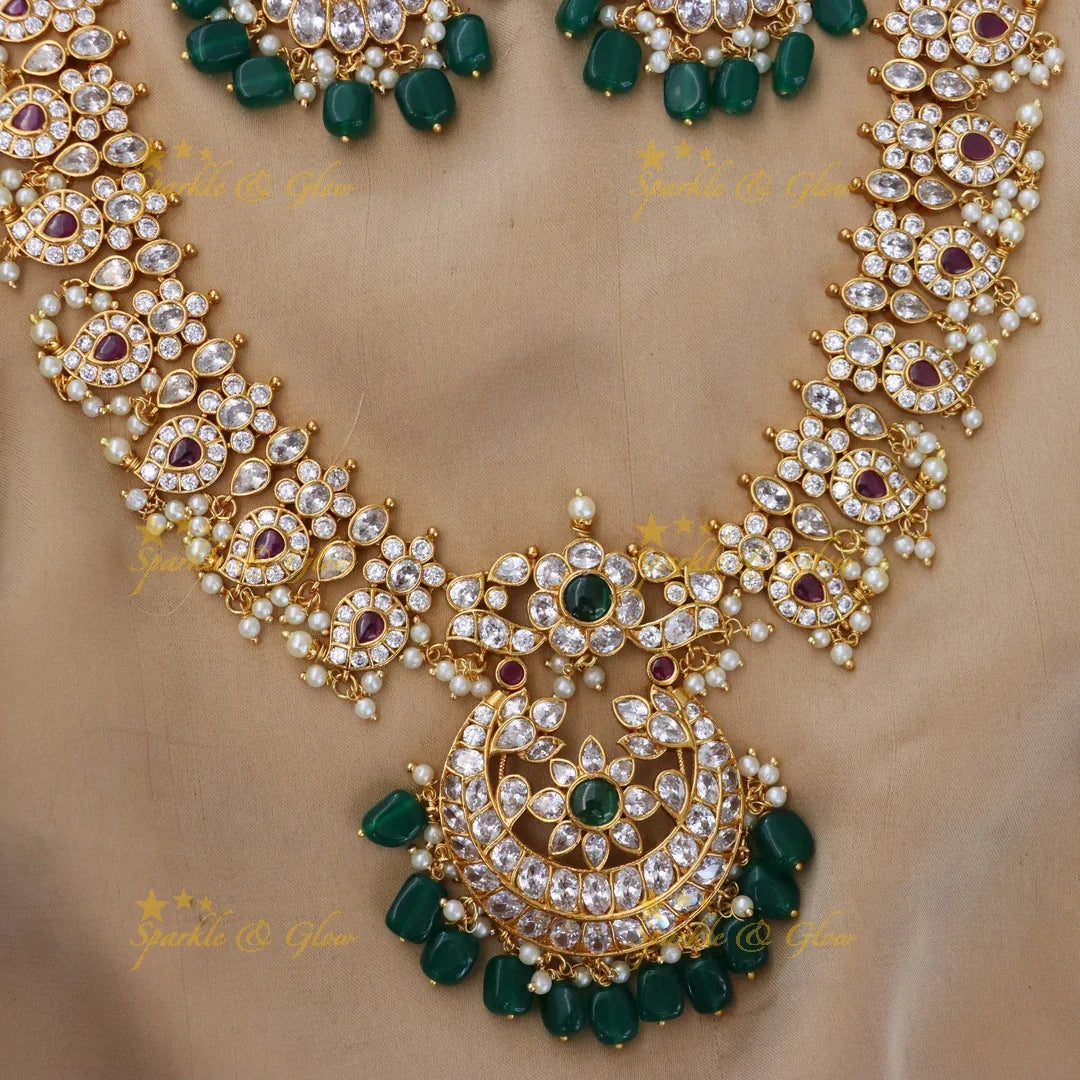 Exquisite Mango Floral Half Moon Necklace - Elegance Redefined