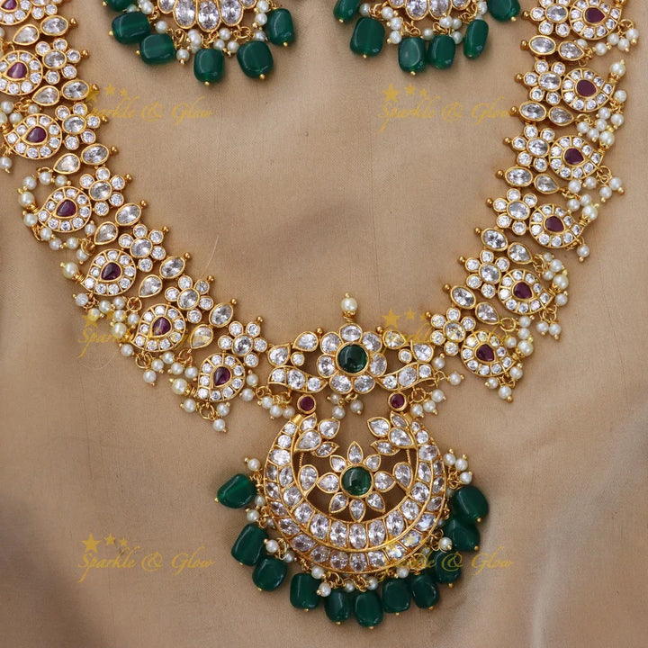 Exquisite Mango Floral Half Moon Necklace - Elegance Redefined