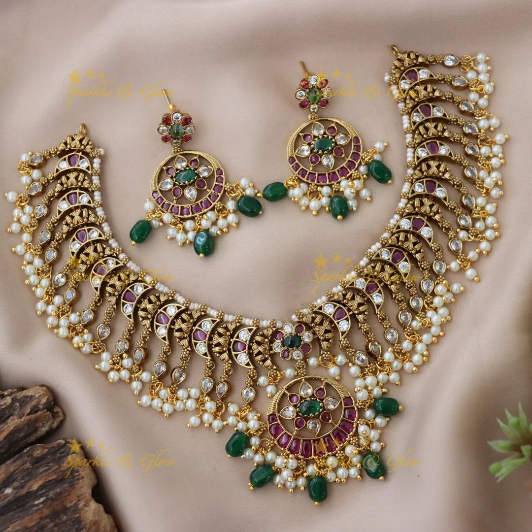 Beautiful Gold-Plated Mango Necklace Set for Festivities