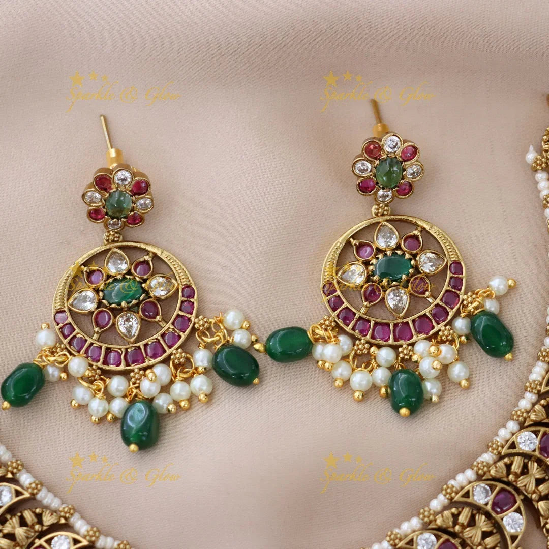 Beautiful Gold-Plated Mango Necklace Set for Festivities