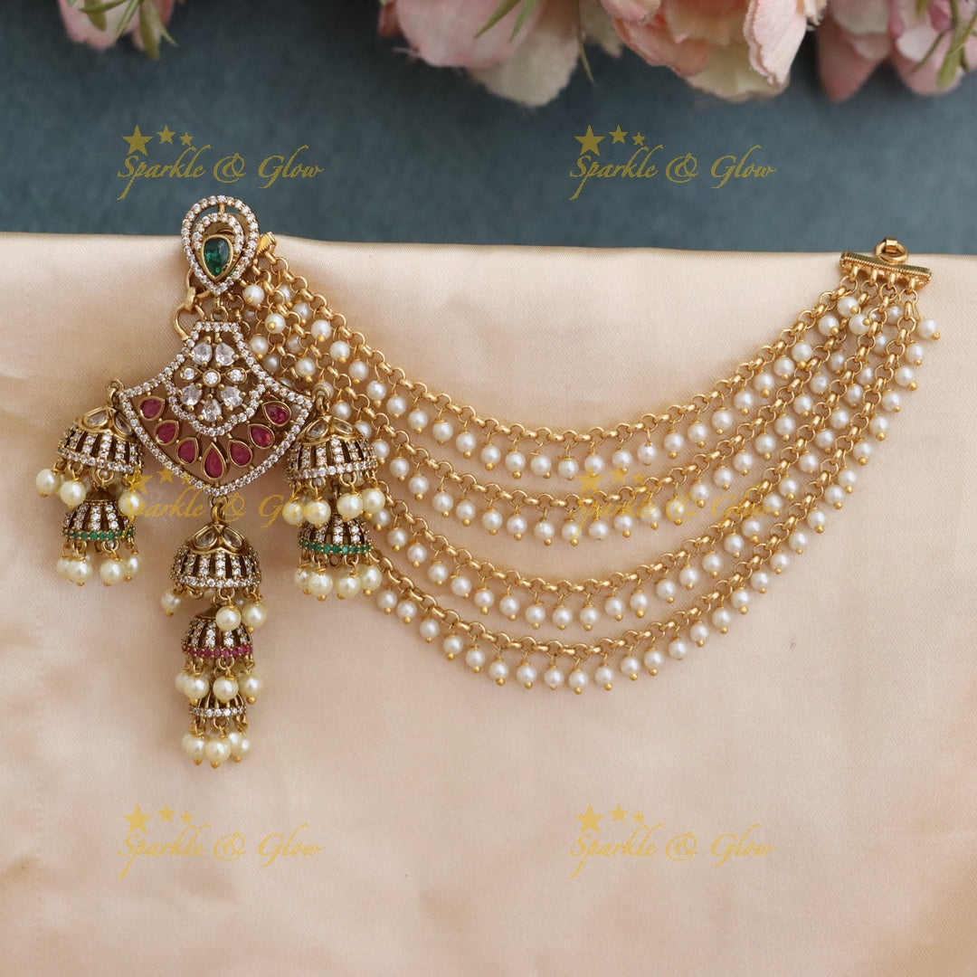 Kemp Earrings & Pearl Earchain Combo - Sparkle & Glow