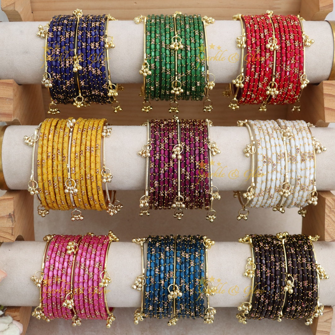 Elegant Indian Glass Bangle Set for Festive Occasions
