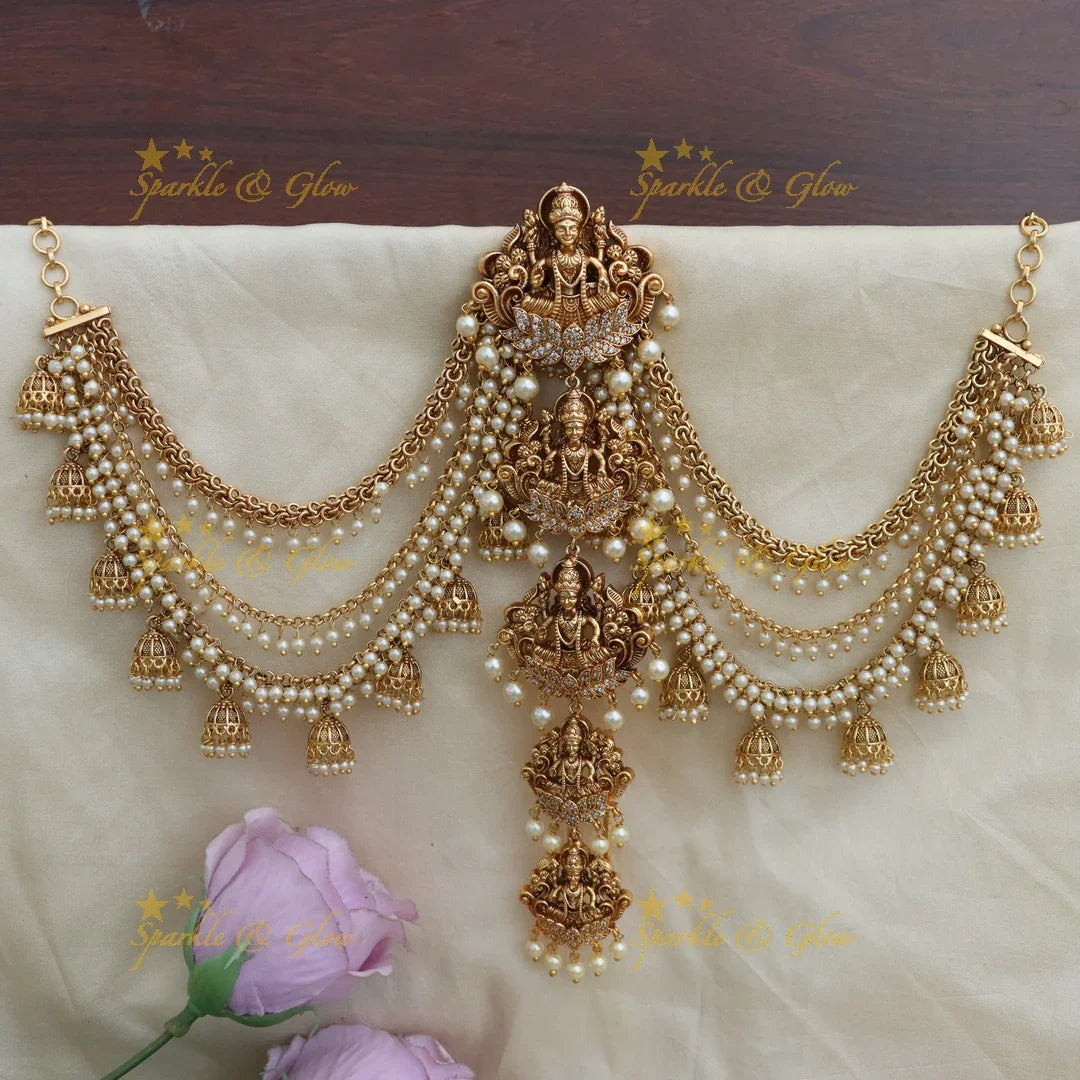 Exquisite Kemp & Pearl Earchain Set for Elegance