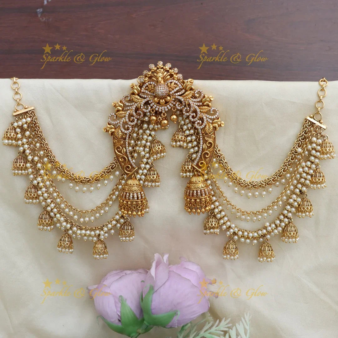 Elegant Kemp Pendant & Earchain Combo Jewelry Set