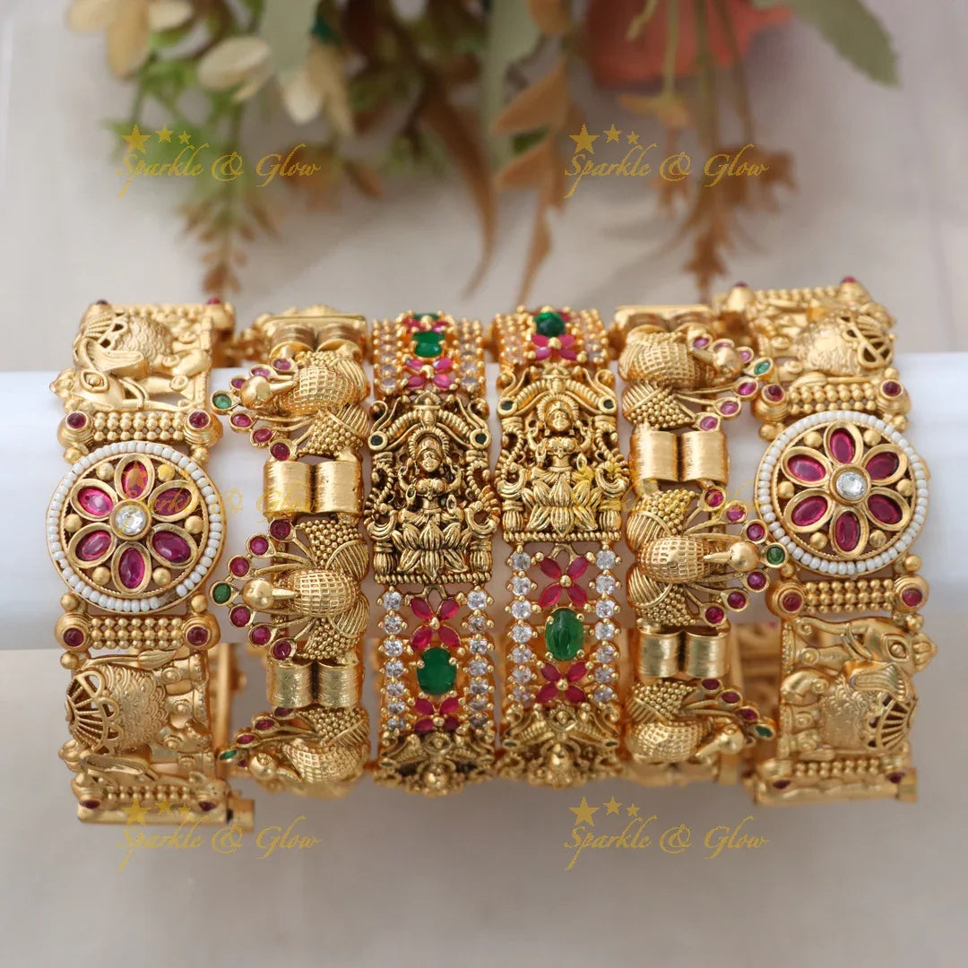 Exquisite Lakshmi Gold Imitation Bangle Set - Elegant Jewelry