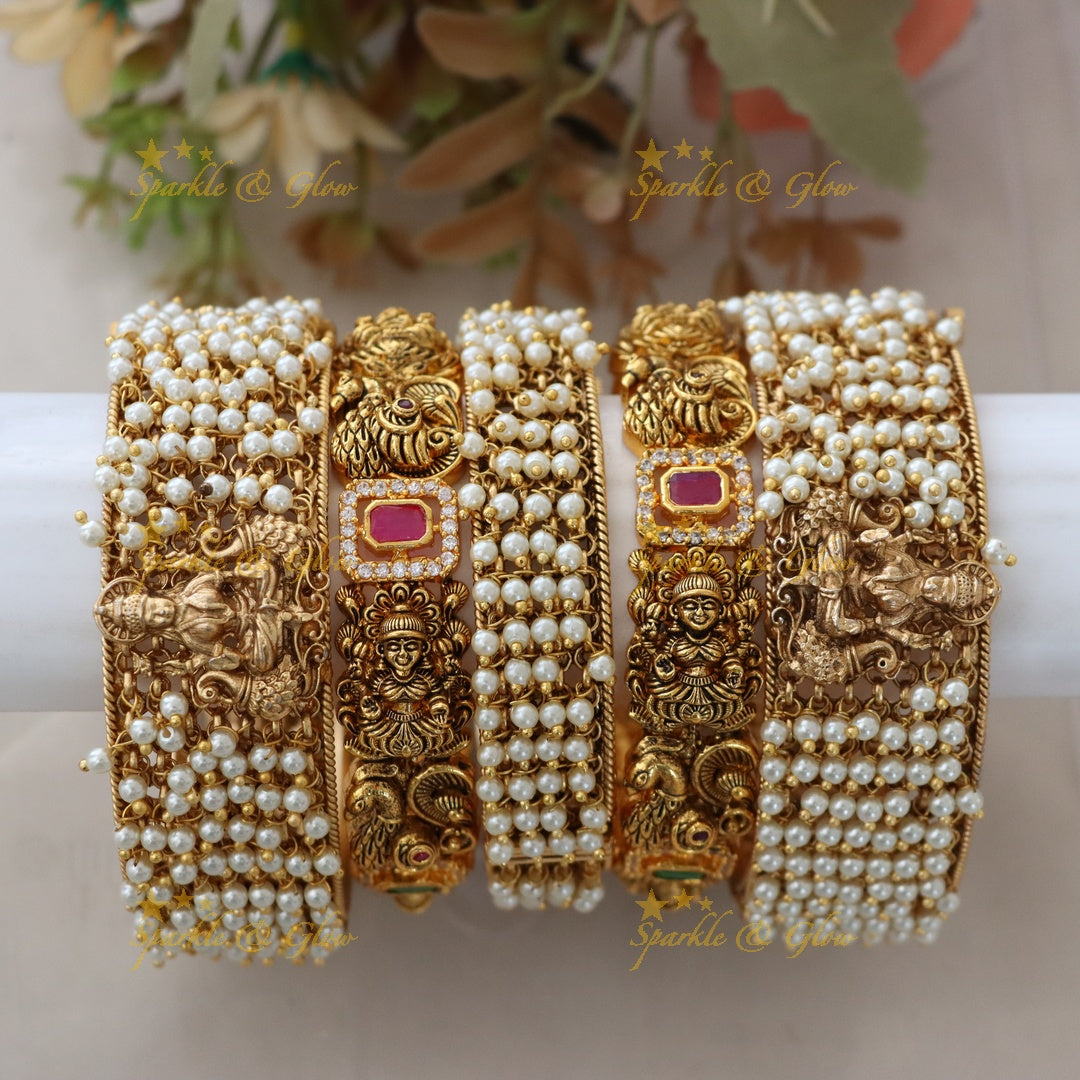 Exquisite Lakshmi Pearl Bangles Set – Sparkle & Glow