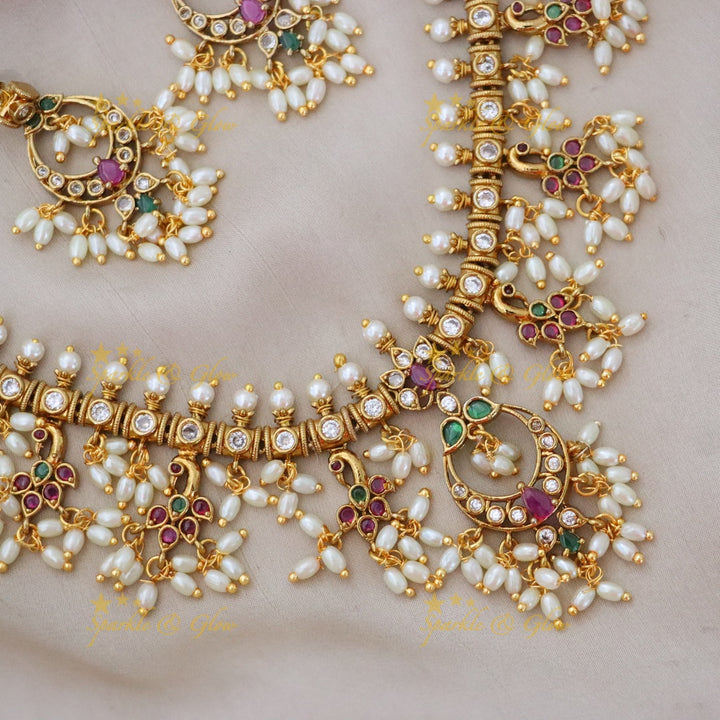 Elegant Guttapusalu Necklace with Peacock Motif for Weddings
