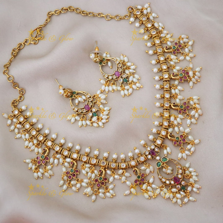 Elegant Guttapusalu Necklace with Peacock Motif for Weddings