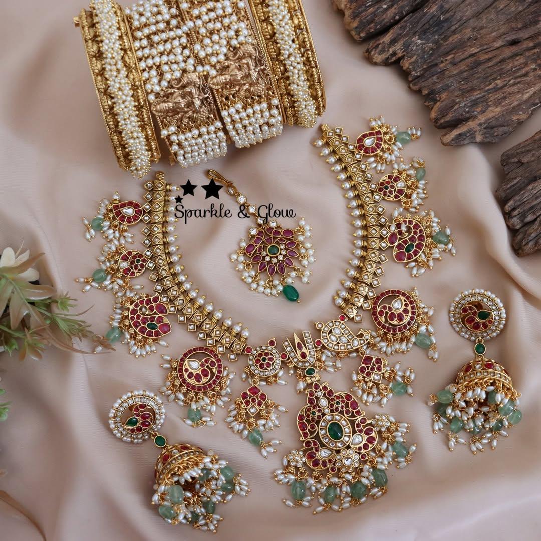 Exquisite Semi-Bridal Peacock Floral Necklace Set