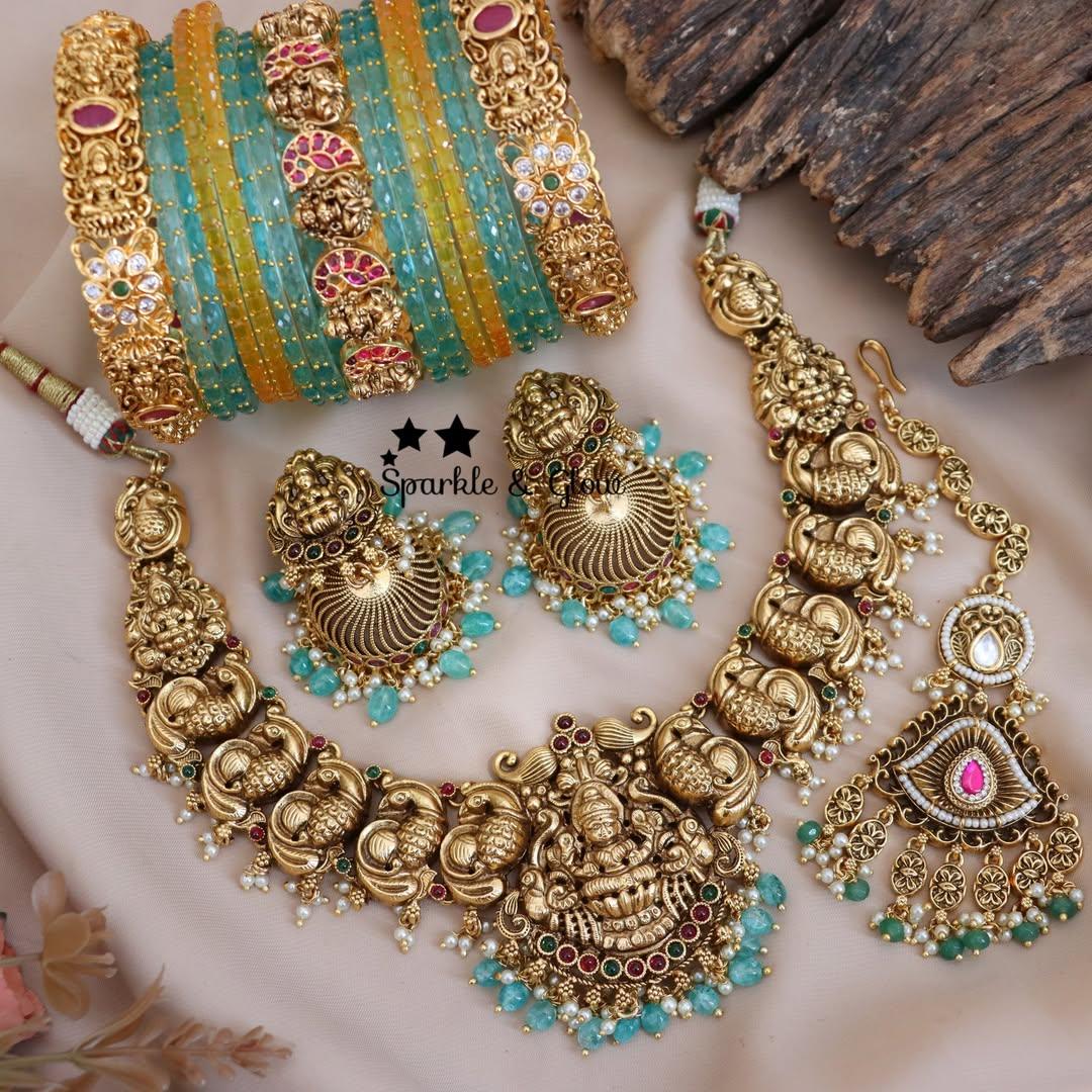 Exquisite Lakshmi Gold-Inspired Bridal Jewellery Set