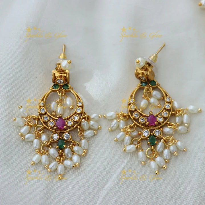 Elegant Gold Pearl Necklace Set for Weddings & Festivities