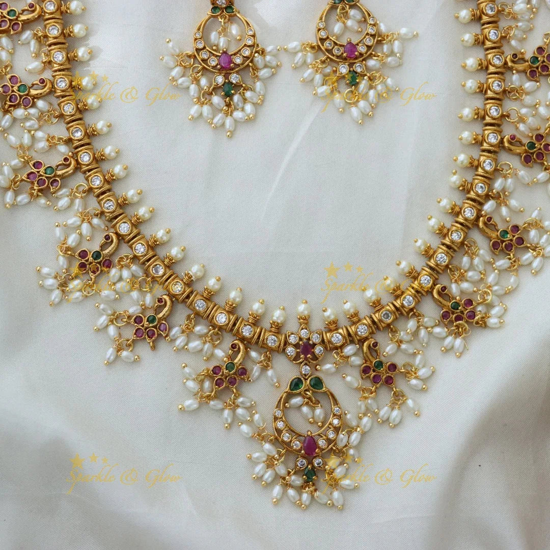 Elegant Gold Pearl Necklace Set for Weddings & Festivities