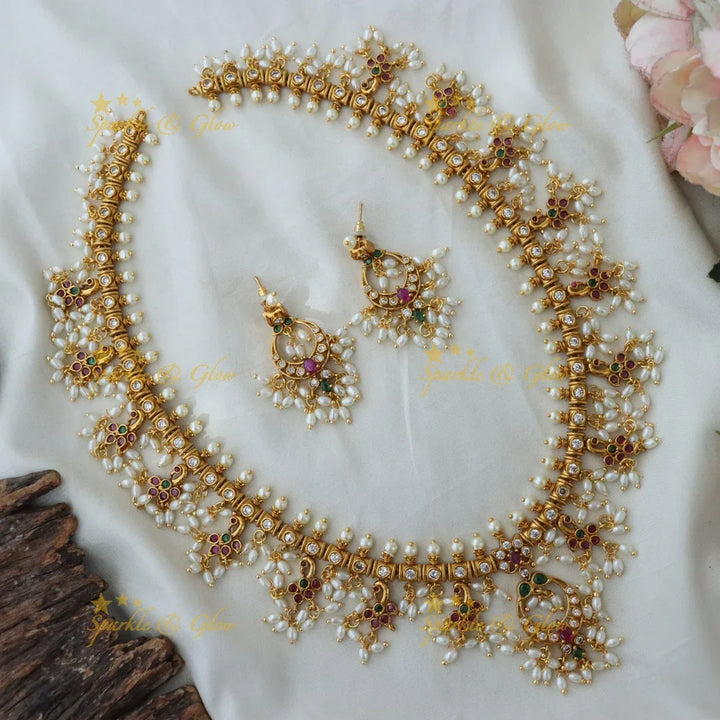 Elegant Gold Pearl Necklace Set for Weddings & Festivities