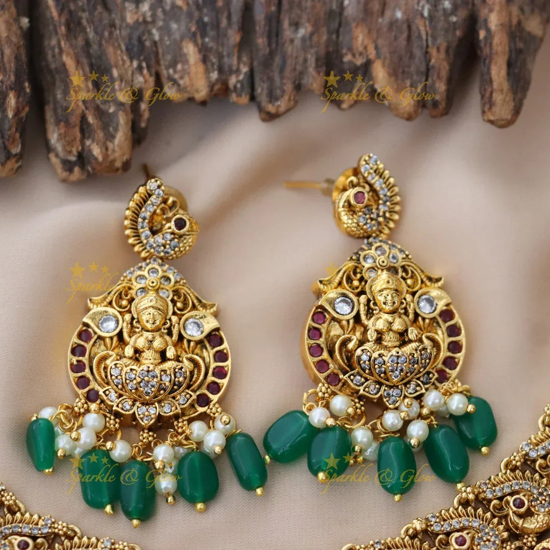 Gold Temple Necklace with Mango Design - Sparkle & Glow