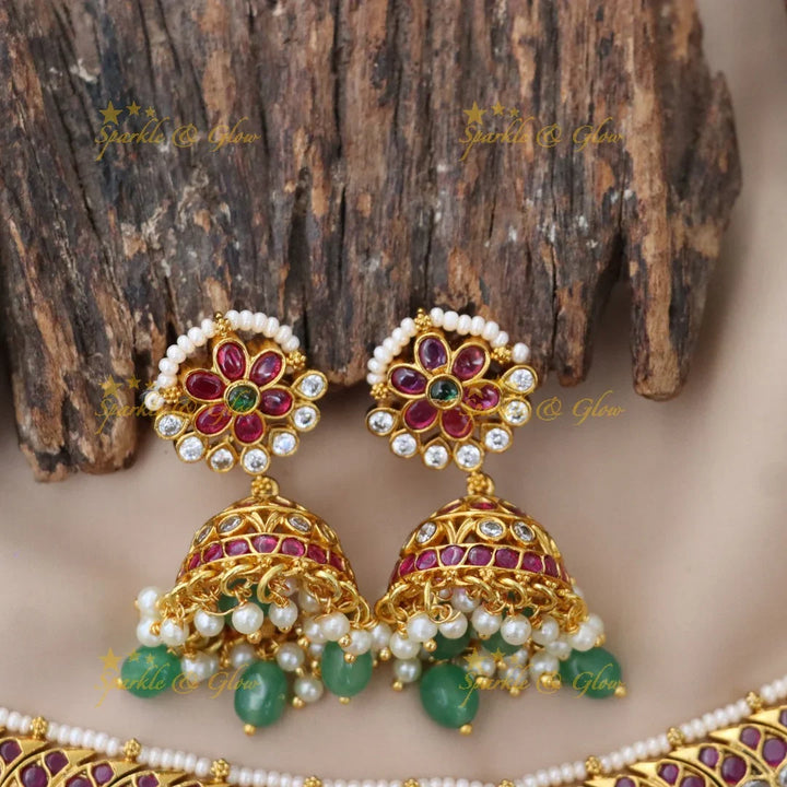 Stunning Gold Mango Necklace Set for Weddings