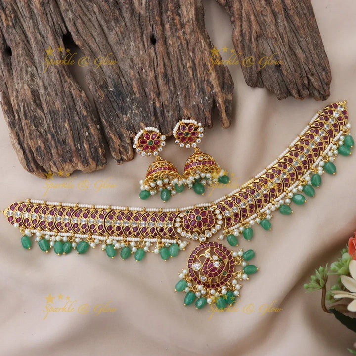 Stunning Gold Mango Necklace Set for Weddings