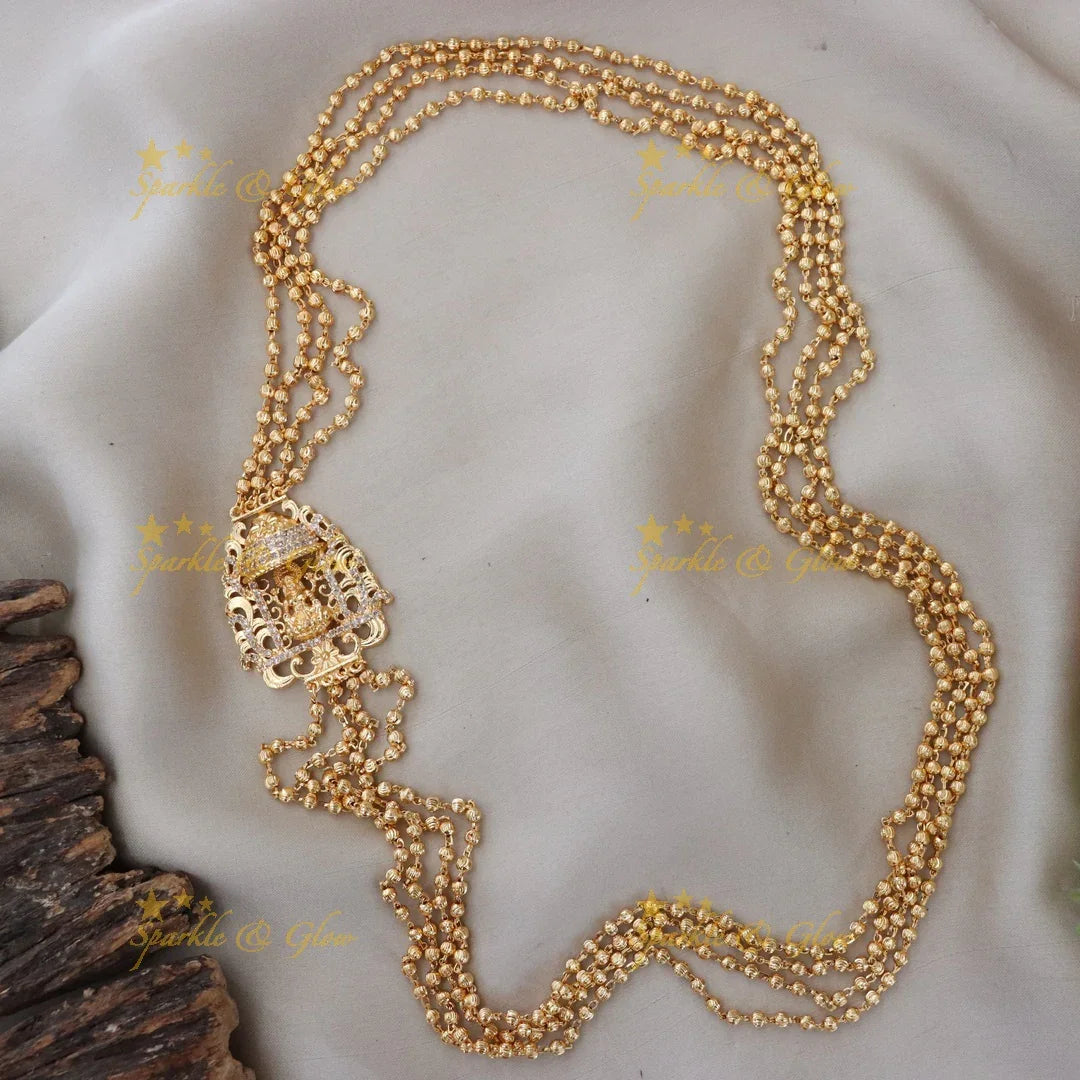 Exquisite Gold Beads Lakshmi Pendant Necklace