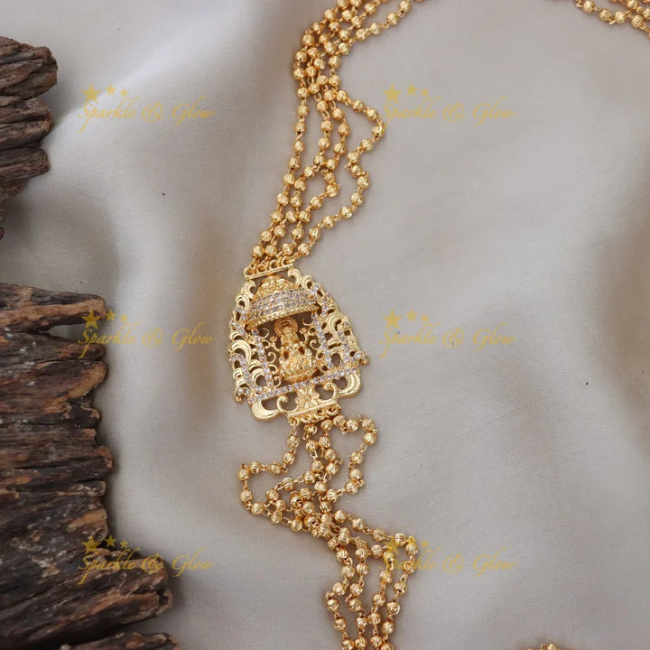 Exquisite Gold Beads Lakshmi Pendant Necklace