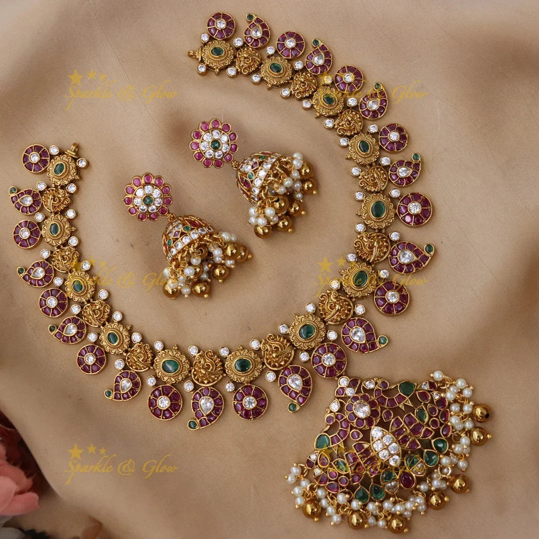 Elegant Gold Mango Necklace Set for Weddings & Festivals