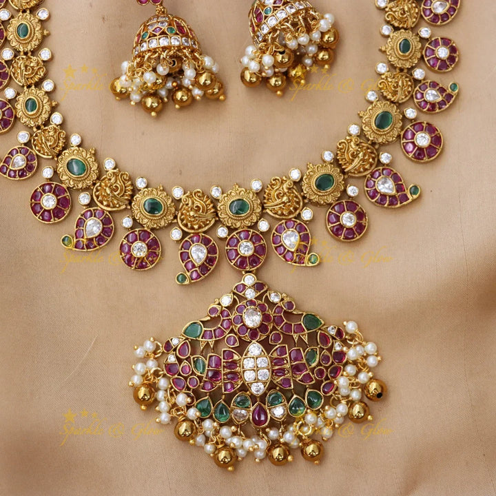 Elegant Gold Mango Necklace Set for Weddings & Festivals