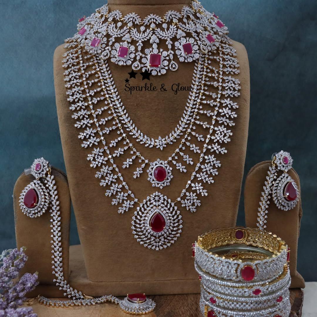 Dazzling Ruby Bridal Jewellery Set for Elegance