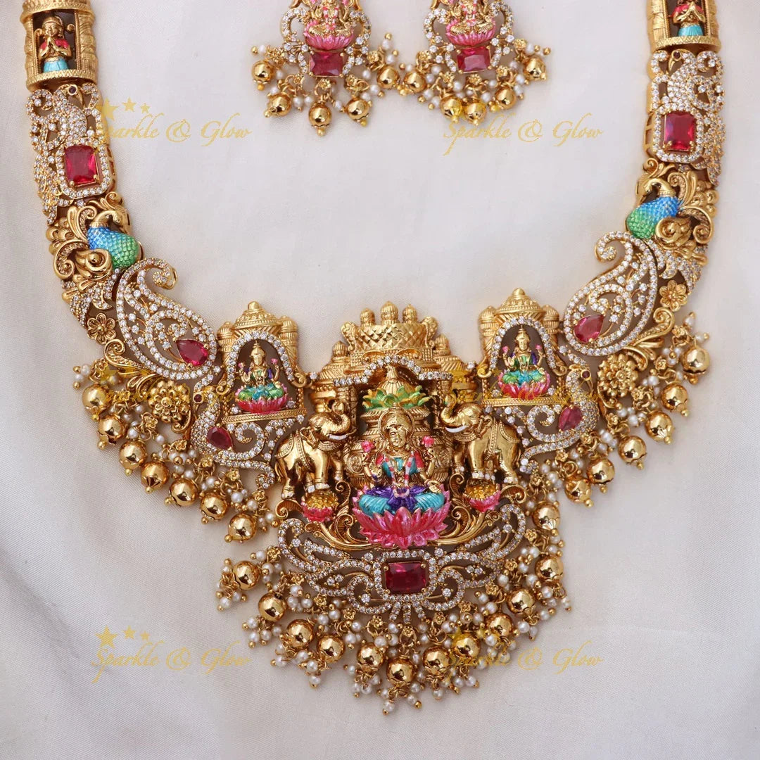 Exquisite Lakshmi Mango Temple Necklace Set