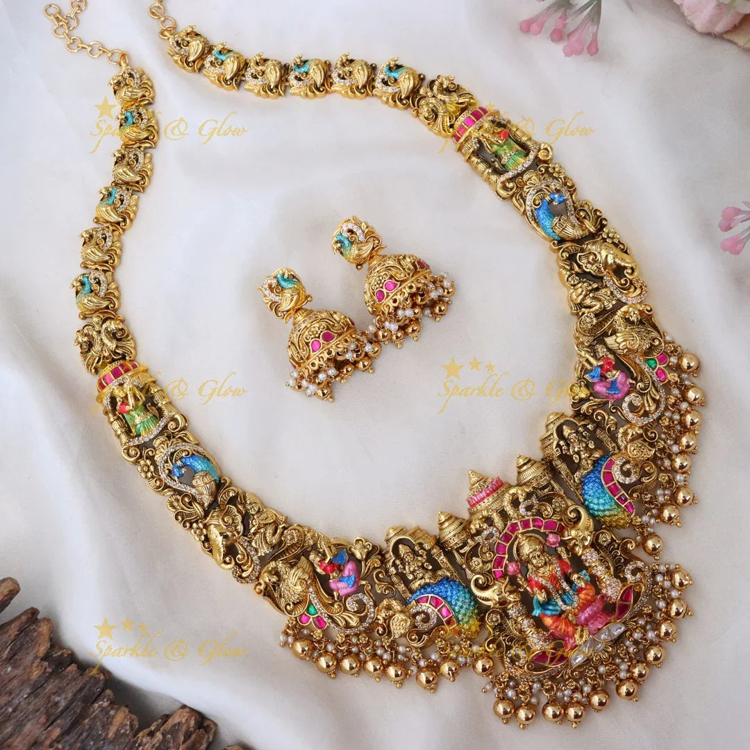 Exquisite Lakshmi Peacock Necklace - Premium Imitation Jewelry