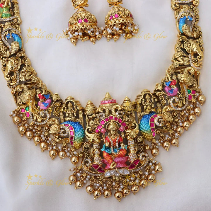 Exquisite Lakshmi Peacock Necklace - Premium Imitation Jewelry