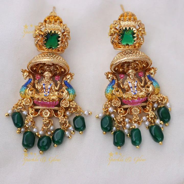 Majestic Lakshmi Elephant Temple Haram Necklace Set