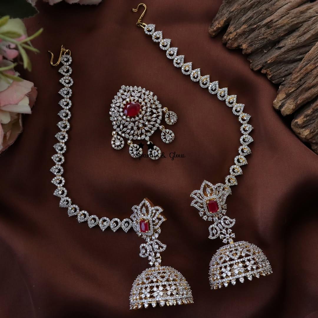 Sparkling AD Earring & Tikka Set for Every Occasion