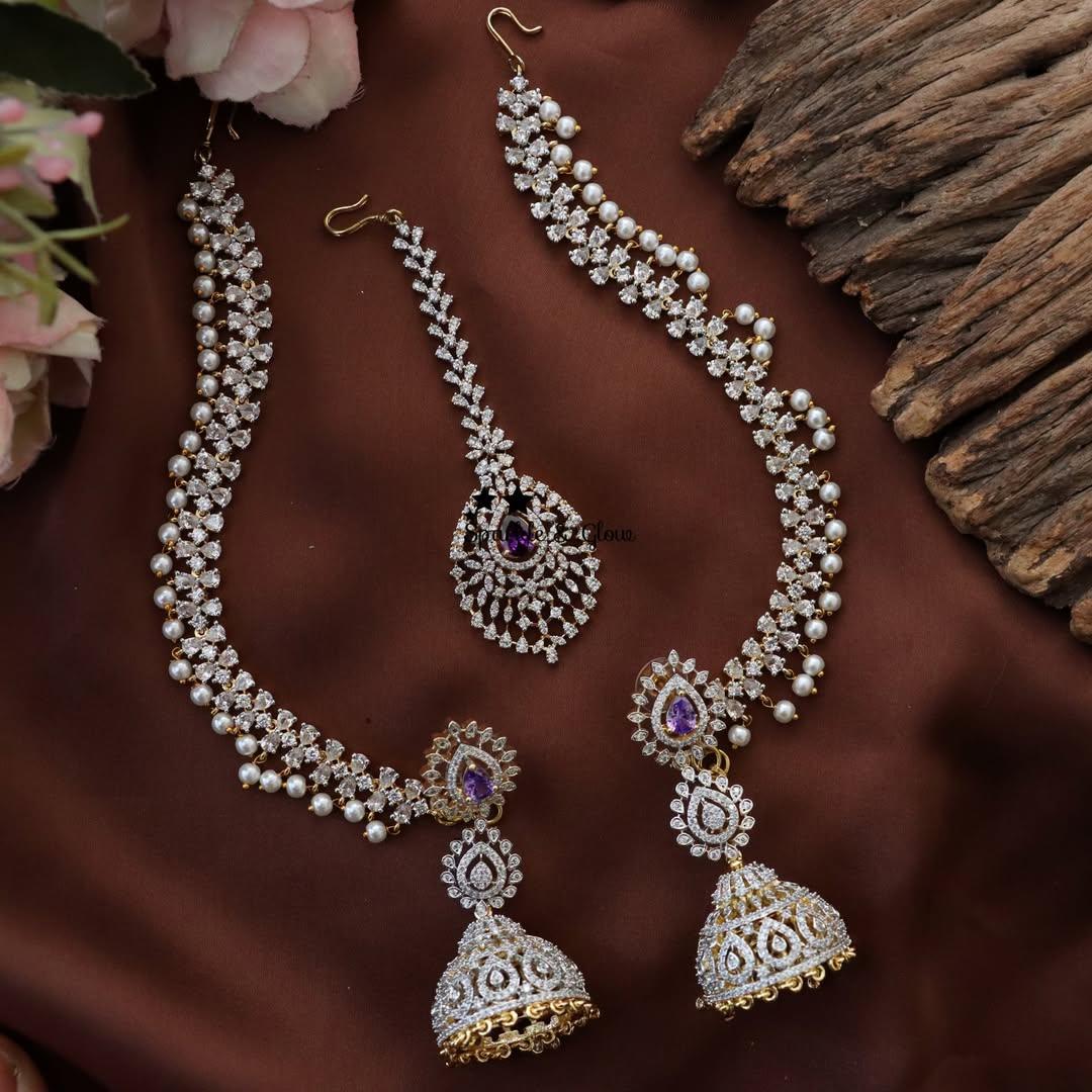 Elegant Earring and Maang Tikka Jewelry Set Online