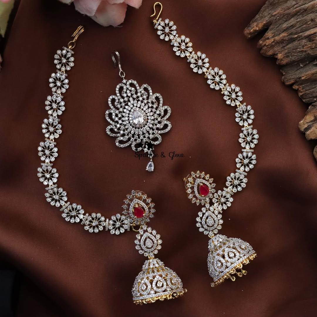 Stunning Indian Maang Tikka Earring Set for Gowns