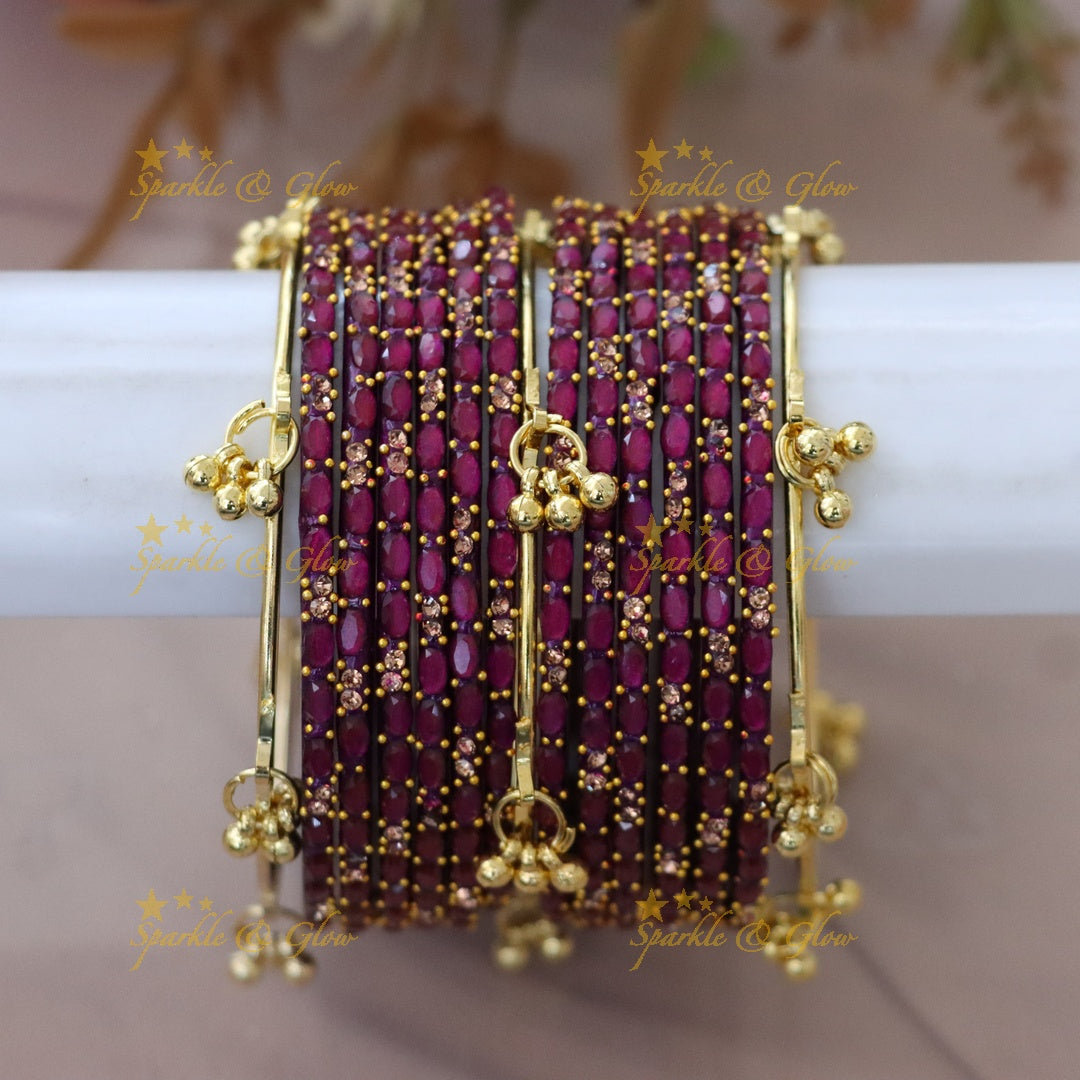 Elegant Gold-Plated Raindrop Bangles - Sparkle & Glow