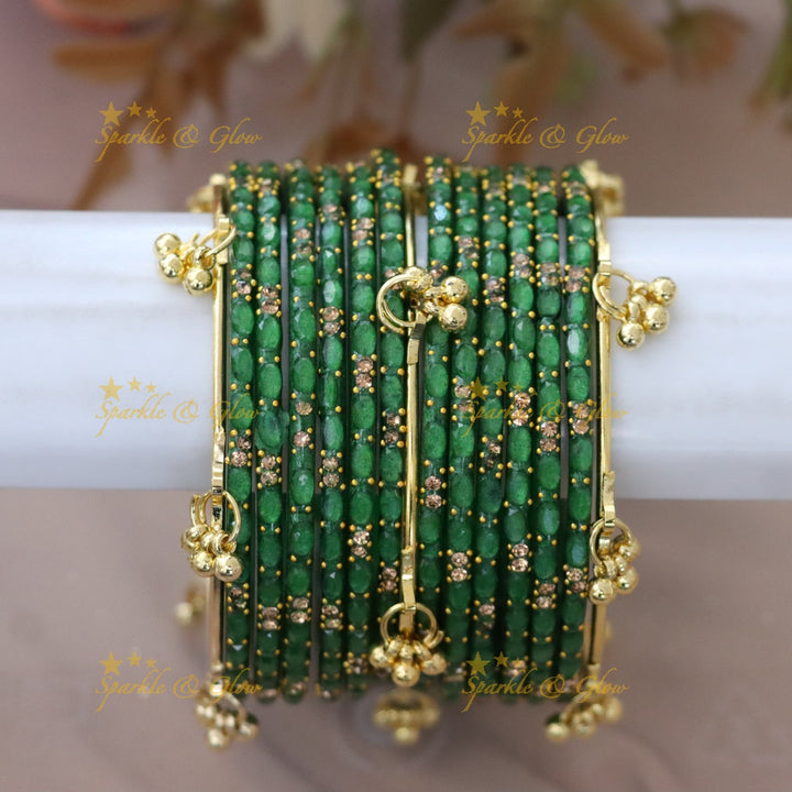 Elegant Gold-Plated Raindrop Bangles - Sparkle & Glow