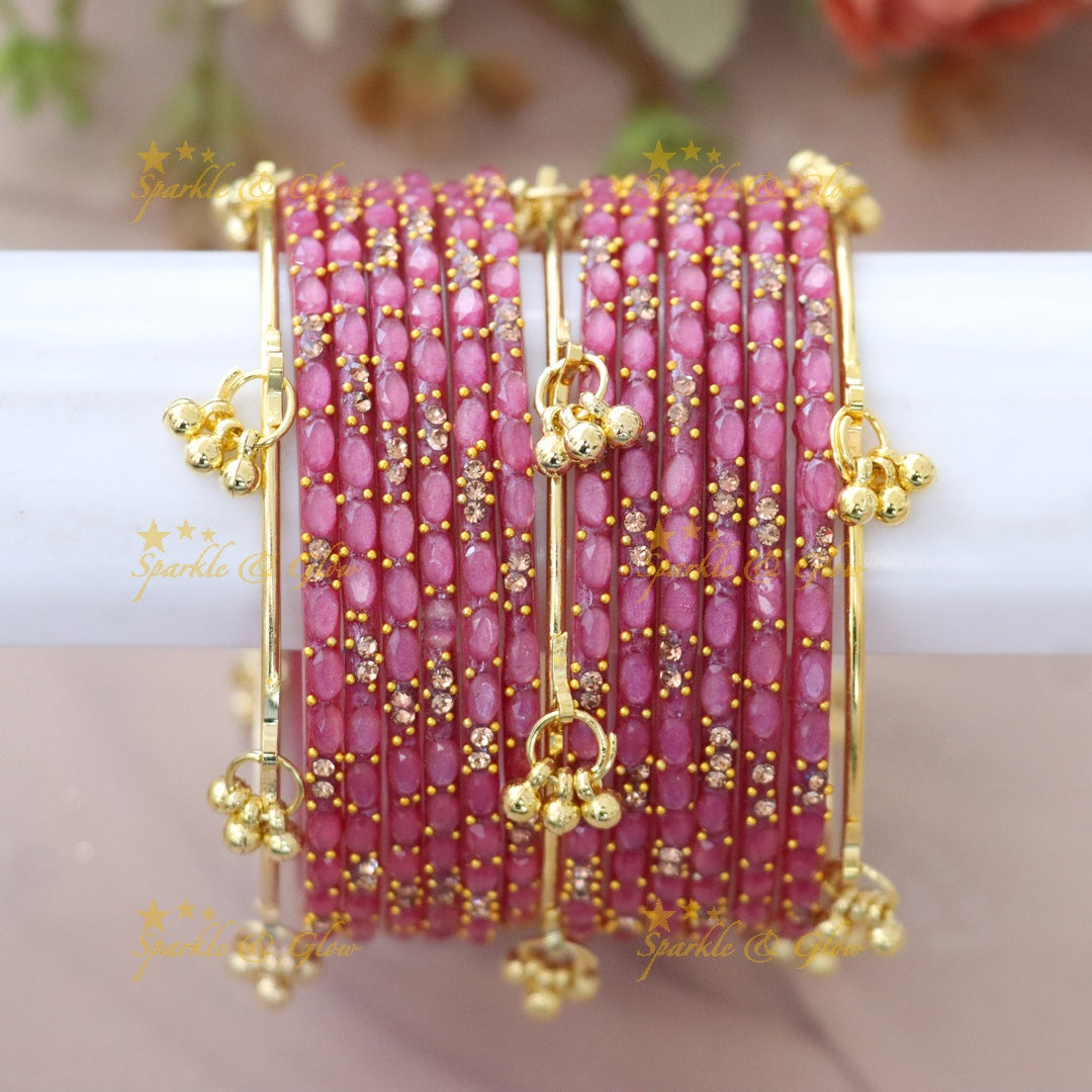 Elegant Gold-Plated Raindrop Bangles - Sparkle & Glow