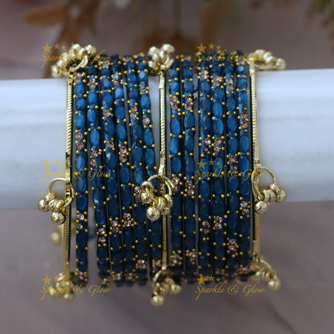Elegant Gold-Plated Raindrop Bangles - Sparkle & Glow