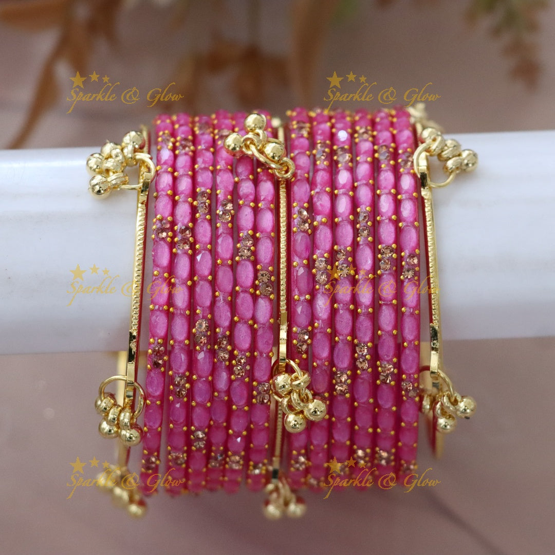 Elegant Gold-Plated Raindrop Bangles - Sparkle & Glow