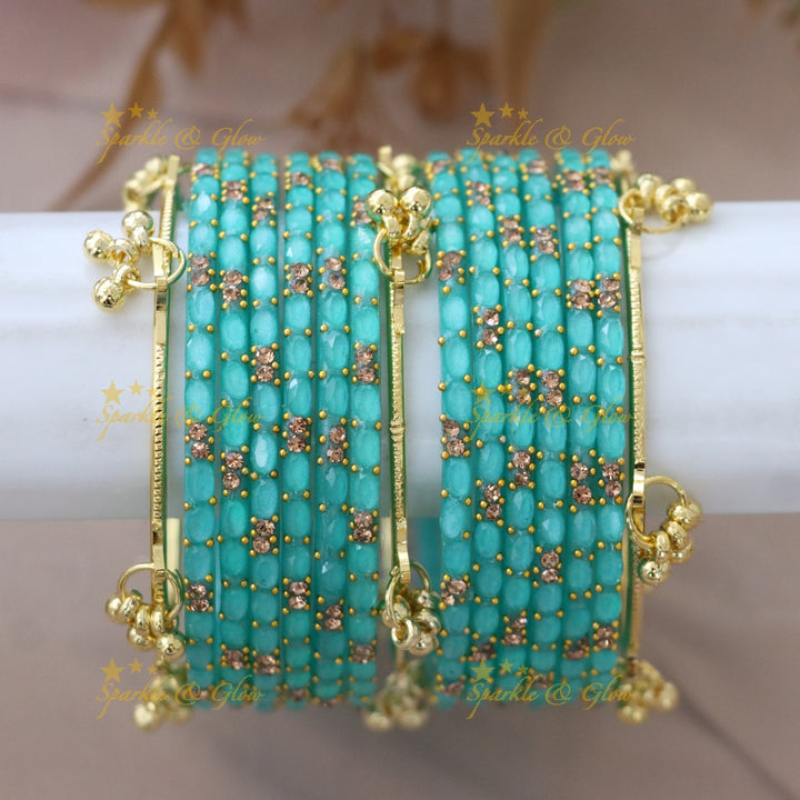 Elegant Gold-Plated Raindrop Bangles - Sparkle & Glow