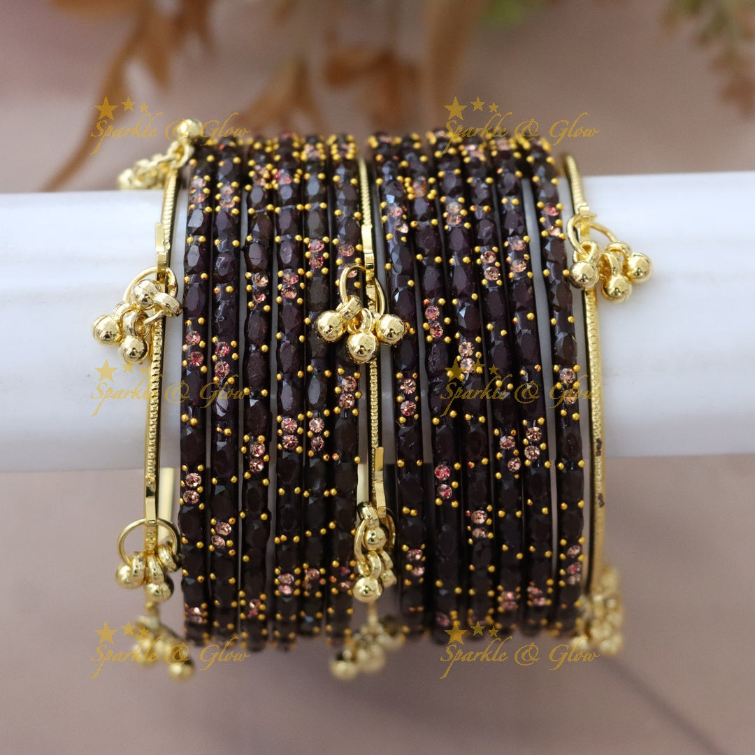 Elegant Gold-Plated Raindrop Bangles - Sparkle & Glow