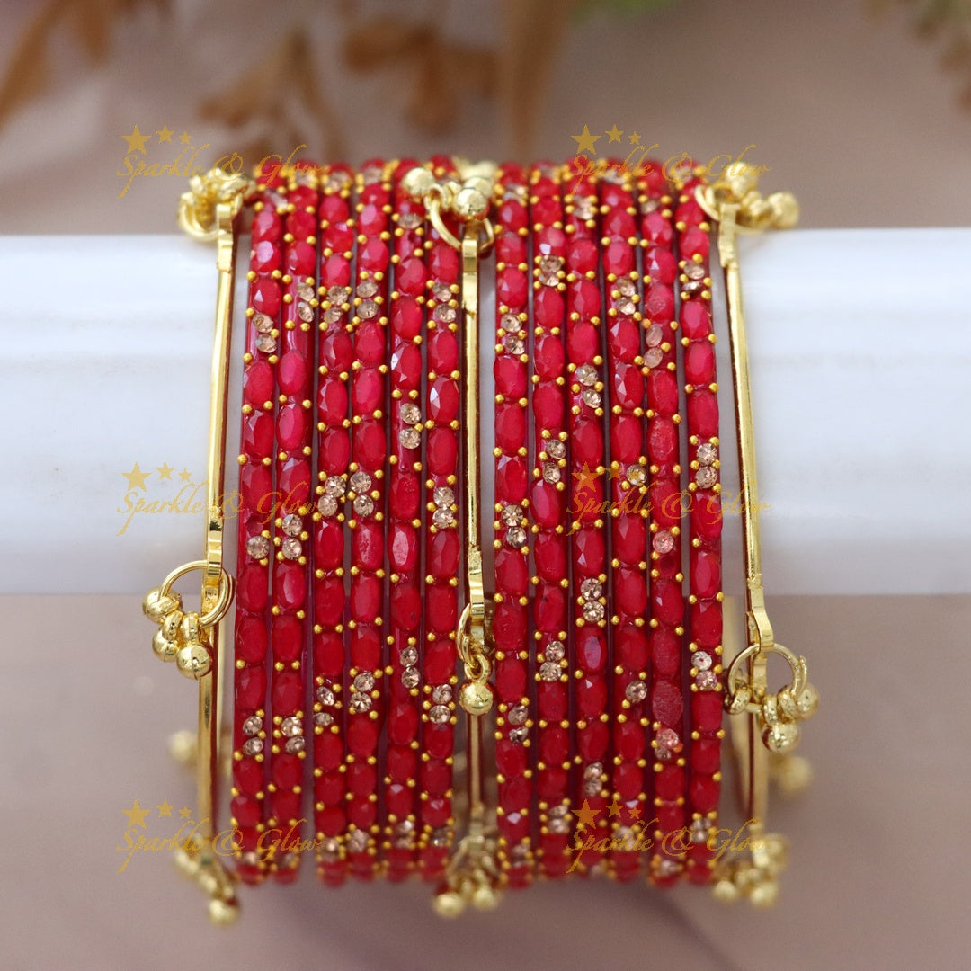 Elegant Gold-Plated Raindrop Bangles - Sparkle & Glow