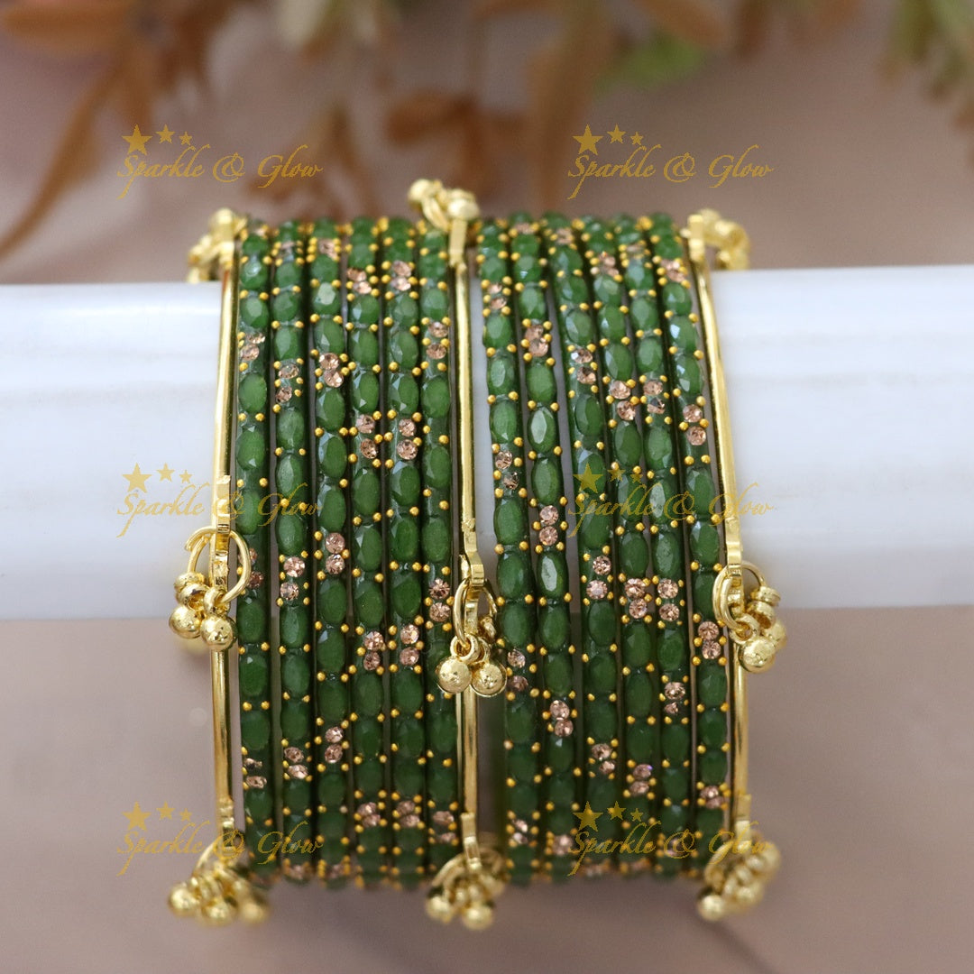 Elegant Gold-Plated Raindrop Bangles - Sparkle & Glow