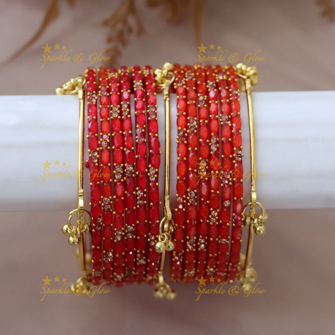 Elegant Gold-Plated Raindrop Bangles - Sparkle & Glow