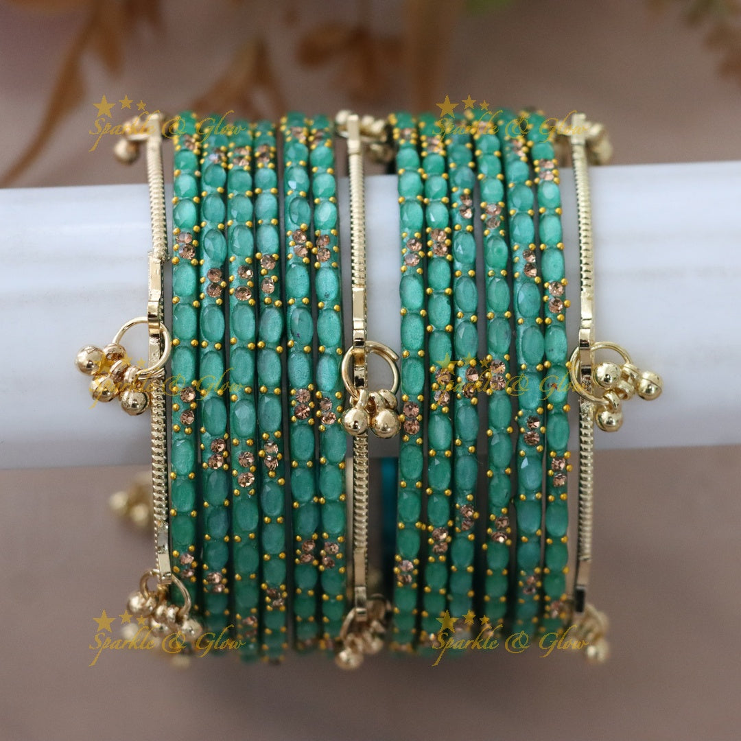 Elegant Gold-Plated Raindrop Bangles - Sparkle & Glow