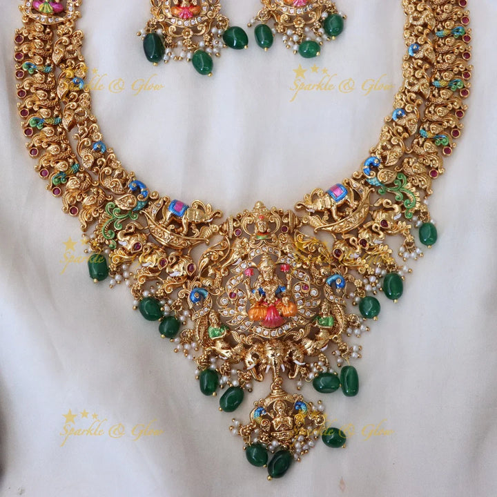 Exquisite Lakshmi Temple Gold Necklace Set